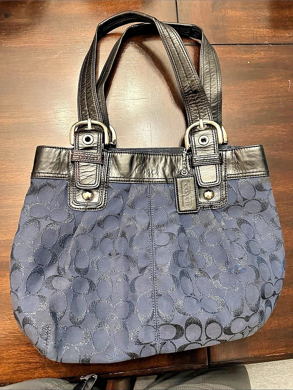 Coach Signature Canvas Tote in Blue & Black
